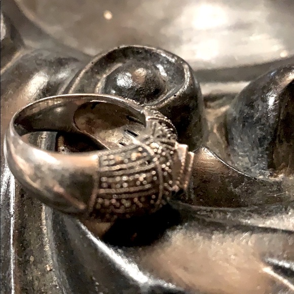 Marchesite ring, beautiful heavy sterling silver - Picture 6 of 7